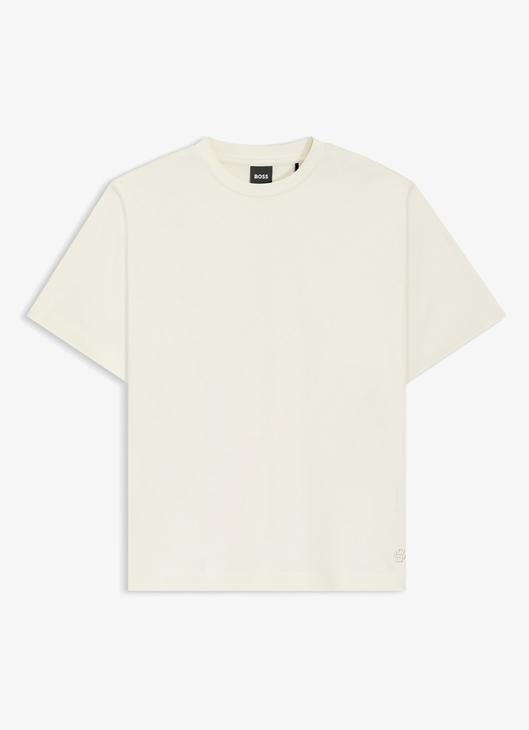 BOSS Dames T-shirt met ronde hals in de kleur Creme