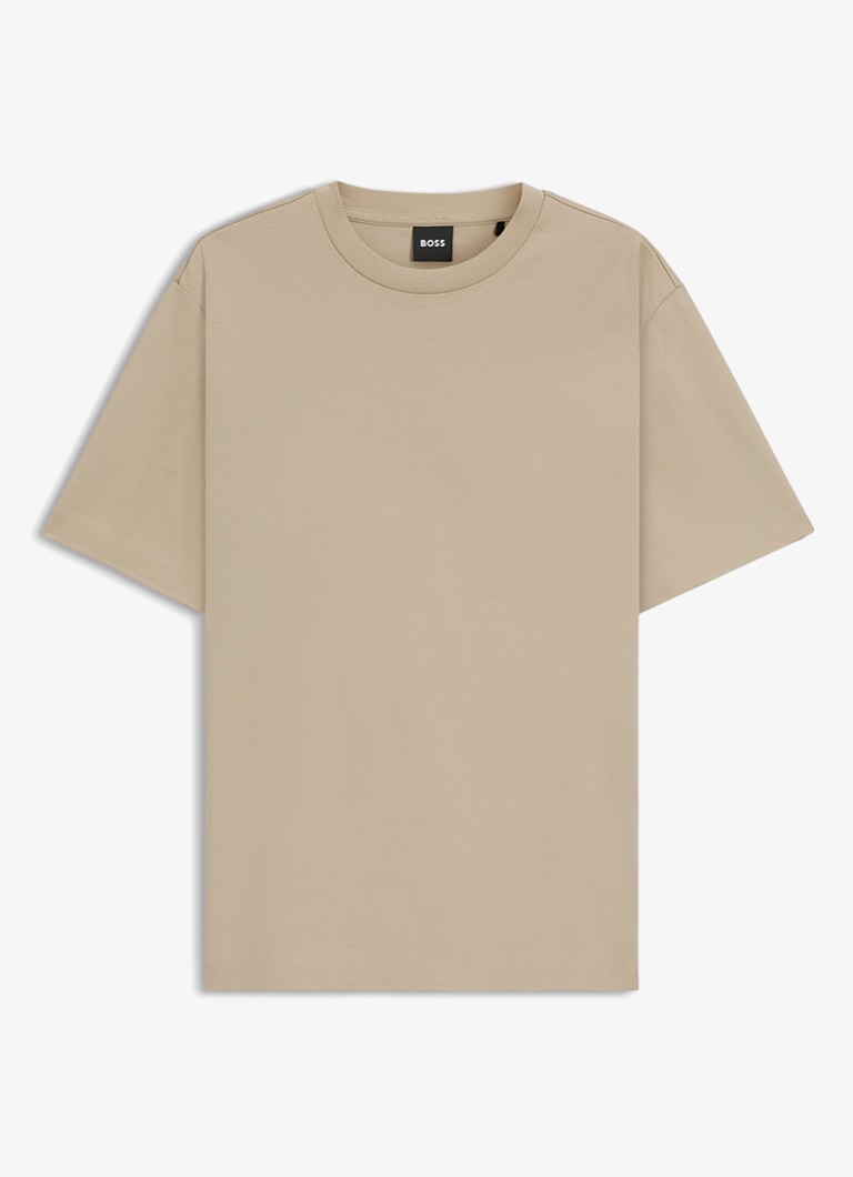 BOSS Dames T-shirt met ronde hals in de kleur Beige