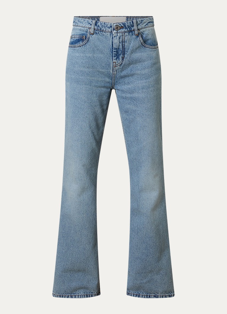 AMI Paris Dames Mid waist bootcut jeans met ritszakken in de kleur Indigo, maat: W30