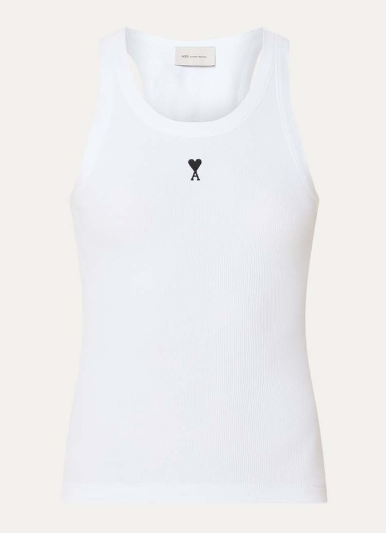 AMI Paris Dames Tanktop met logoborduring in de kleur Wit, maat: S