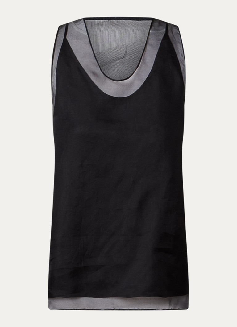 AMI Paris Dames Tanktop van zijde in de kleur Zwart, maat: 36