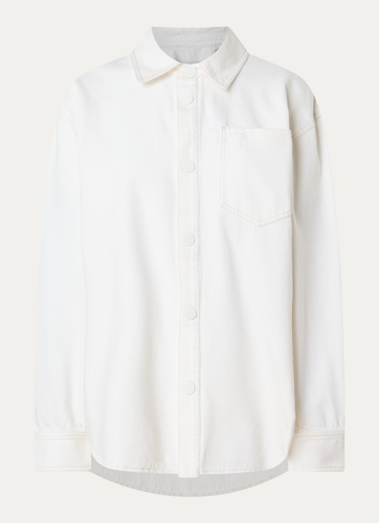 AMI Paris Dames Overshirt met borstzak in de kleur Gebroken wit, maat: L