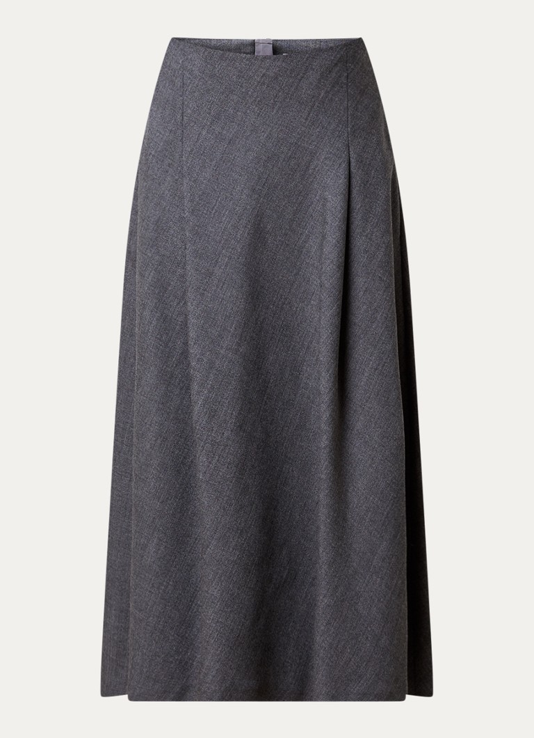 Ami Paris Dames Godet maxi A-lijn rok van scheerwol met steekzakken in de kleur Grijs, maat: 38