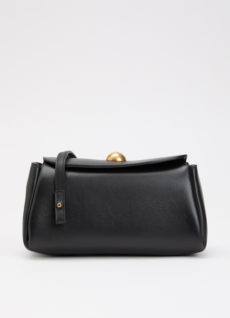 AMI Paris Dames Mini Carrousel clutch van leer met afneembare schouderriem in de kleur Zwart, maat: ONE SIZE