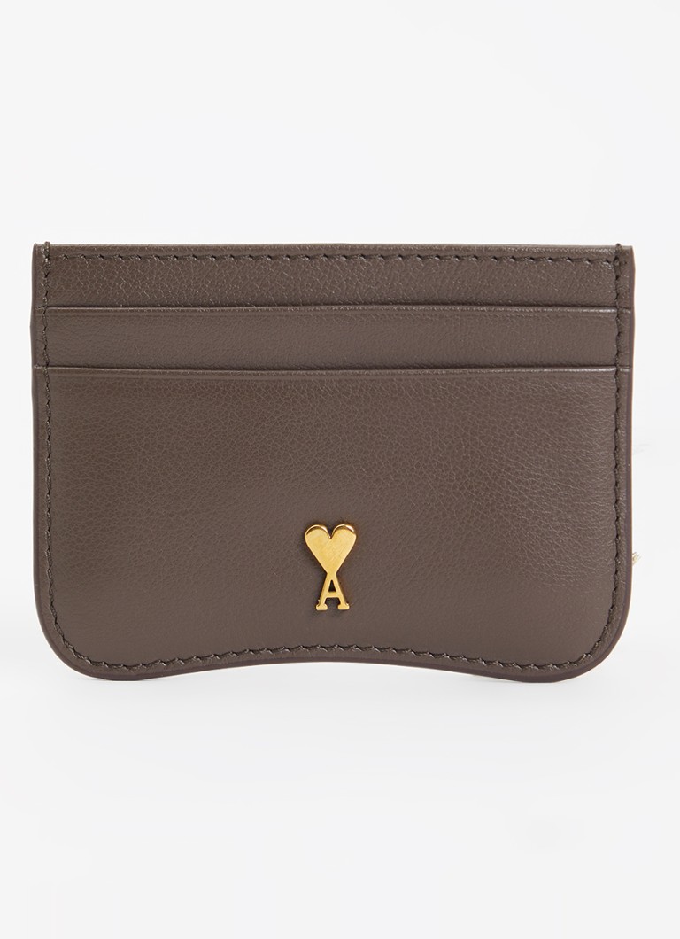 AMI Paris Dames Pasjeshouder van leer met logo in de kleur Donkerbruin, maat: ONE SIZE