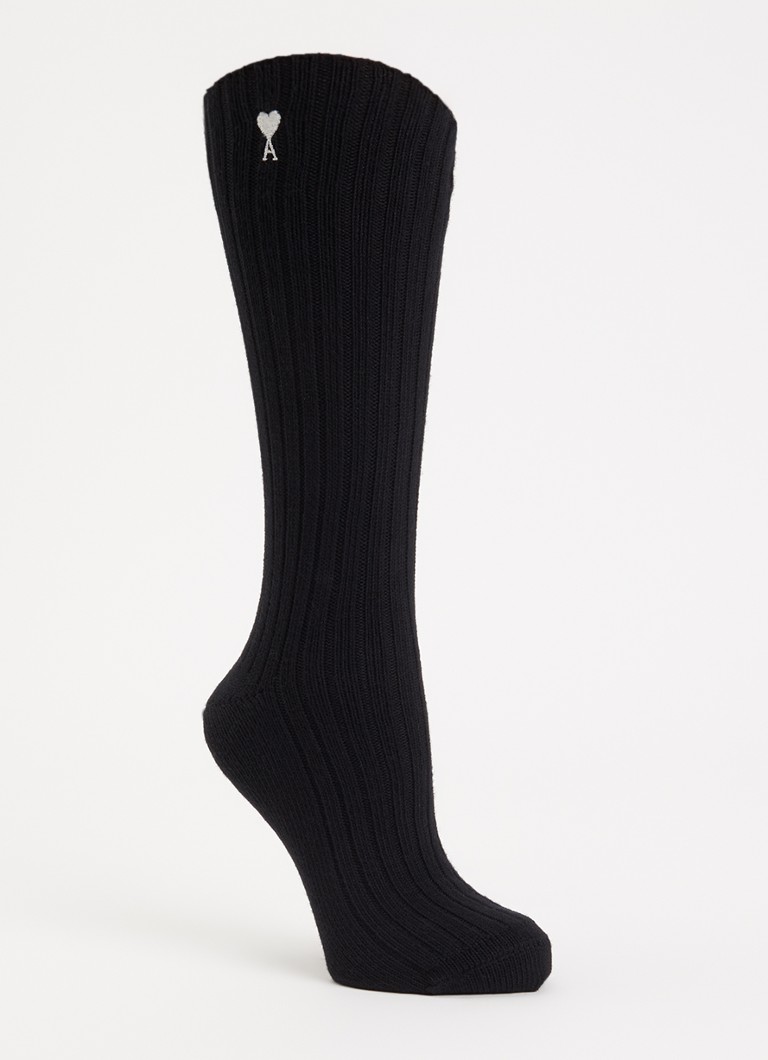 AMI Paris Dames Sokken met logoborduring in de kleur Zwart, maat: 39-42