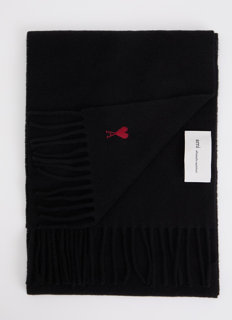 AMI Paris Dames Quota sjaal van wol 190 x 26 cm in de kleur Zwart, maat: ONE SIZE