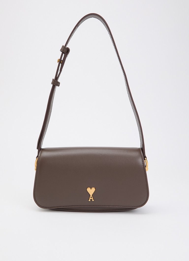 AMI Paris Dames Crossbodytas van leer met verstelbare schouderriem in de kleur Hazelnootbruin, maat: ONE SIZE