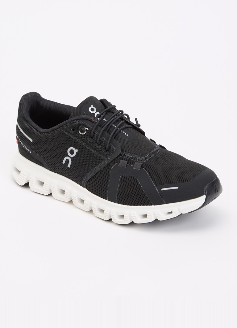 On Dames Cloud 6 sneaker met gebreid bovenwerk in de kleur Zwart, maat: 36