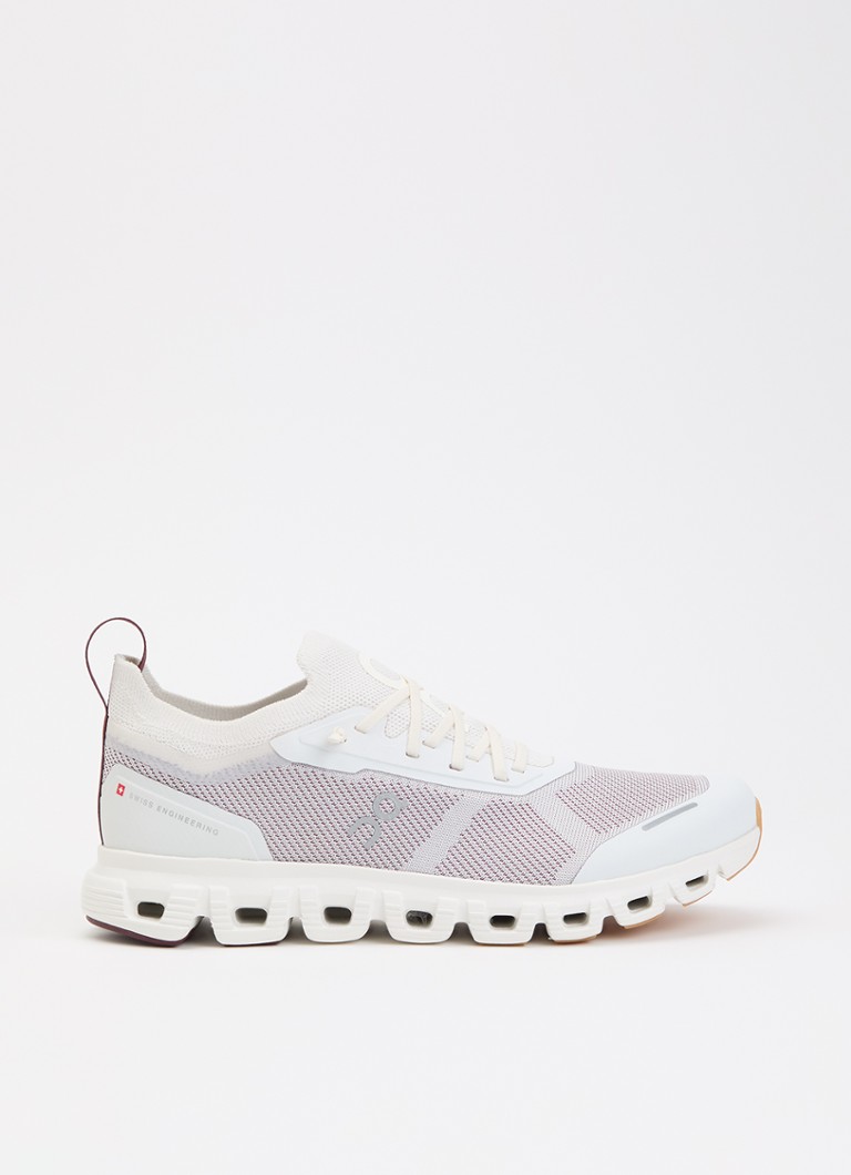 On Dames Cloud 6 sneaker met gebreid bovenwerk in de kleur Ivoor, maat: 39