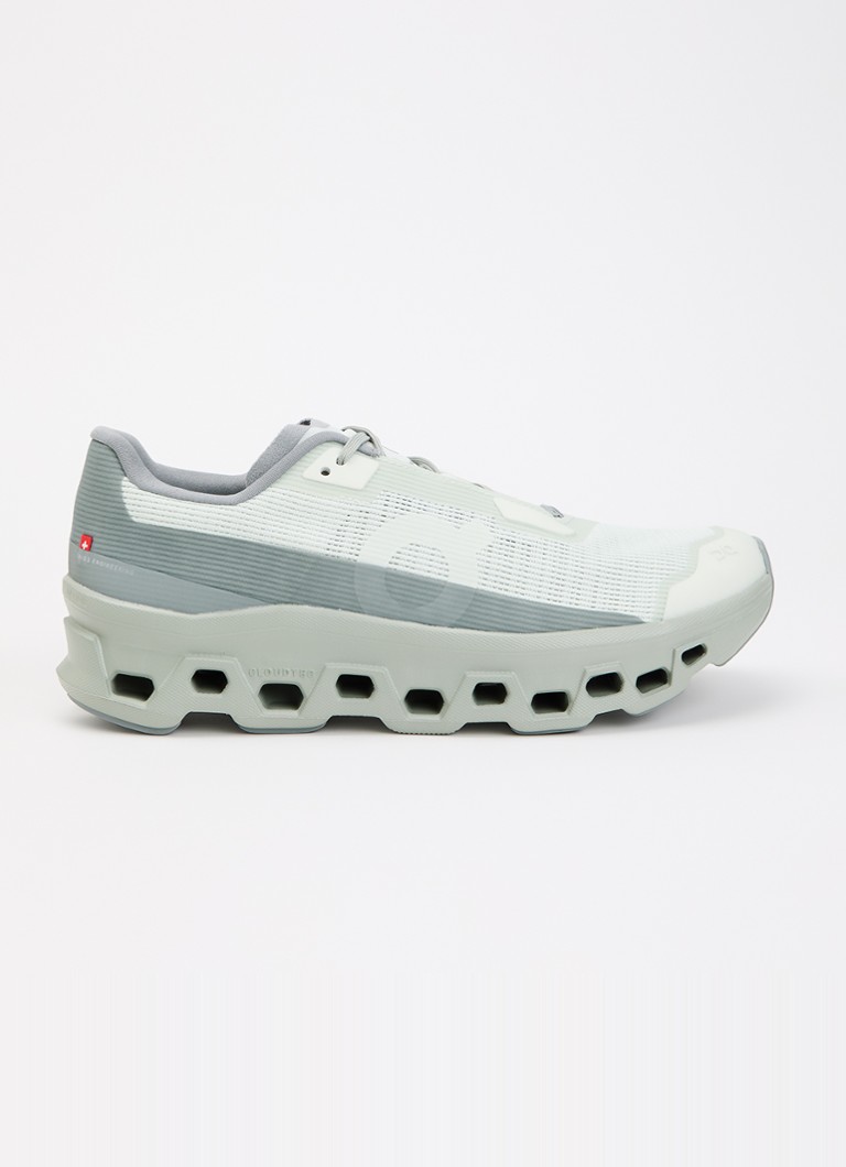On Dames Cloudmonster 1 hardloopschoen van mesh met logo in de kleur Lichtgrijs, maat: 36