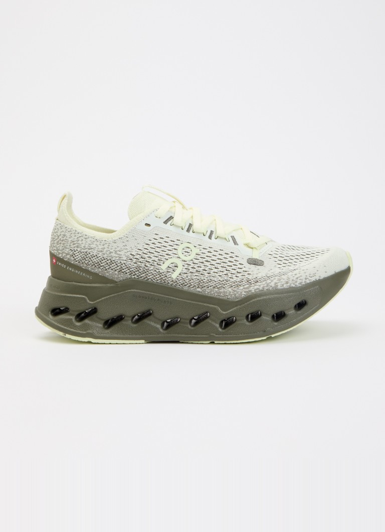 On Dames Cloudsurfer Max sneaker met gebreid bovenwerk in de kleur Olijfgroen, maat: 41