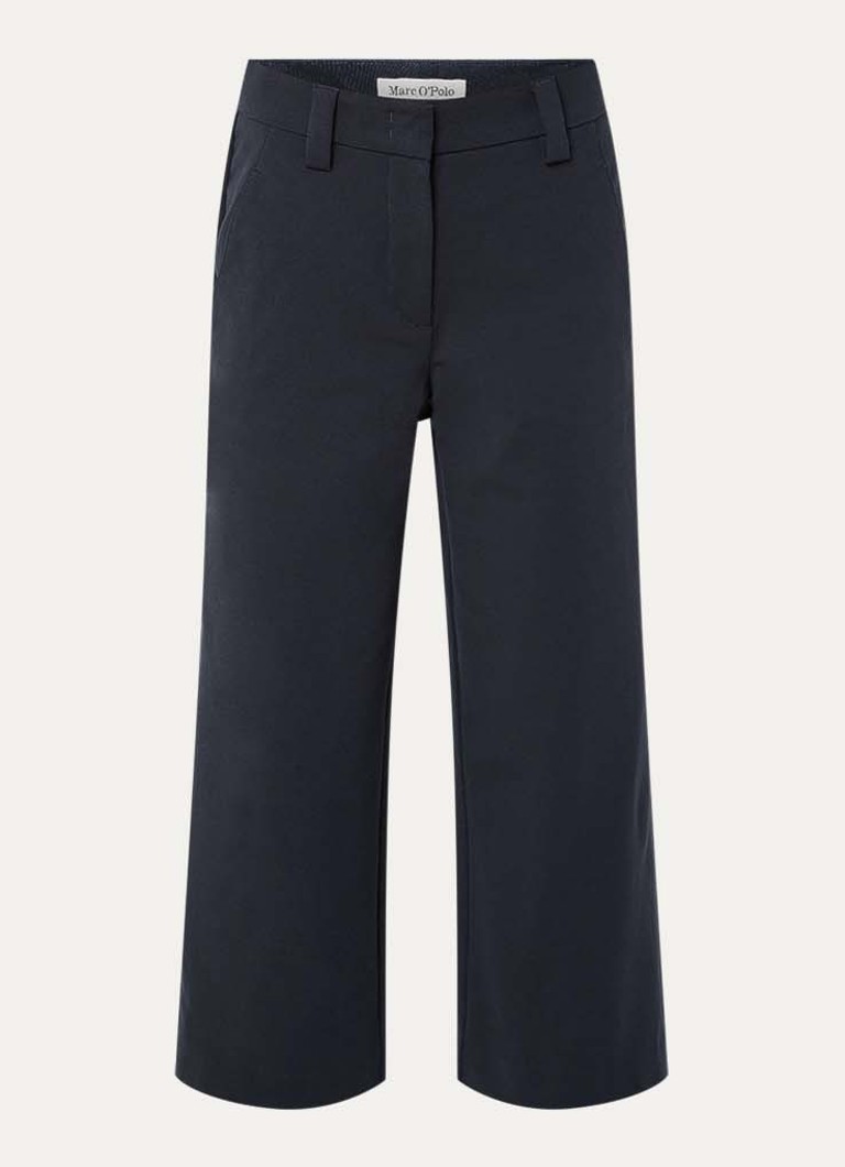Marc O'Polo Dames Mid waist wide fit culotte van jersey met steekzakken in de kleur Donkerblauw