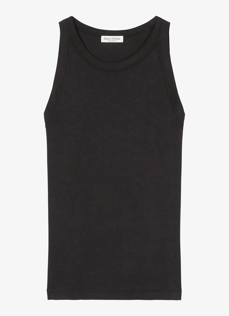 Marc O'Polo Dames Tanktop van katoen met ribstructuur in de kleur Zwart