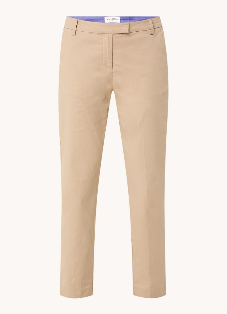 Marc O'Polo Dames Torne mid waist slim fit chino met steekzakken in de kleur Beige
