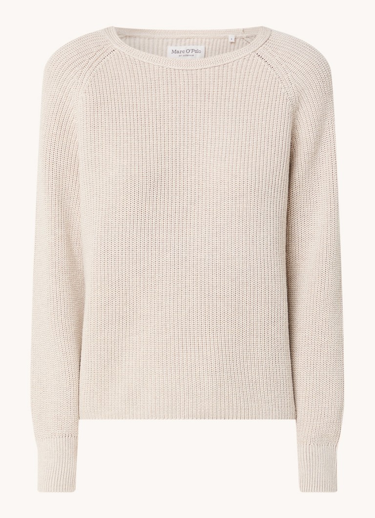 Marc O'Polo Dames Fijngebreide pullover met stretch in de kleur Zand
