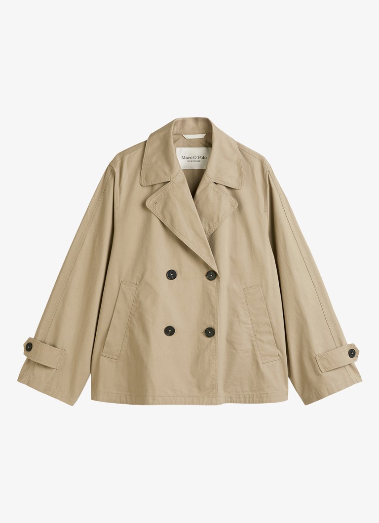 Marc O'Polo Dames Double-breasted trenchcoat met steekzakken in de kleur Zand