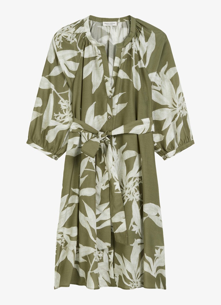 Marc O'Polo Dames Mini blousejurk met print in de kleur Groen