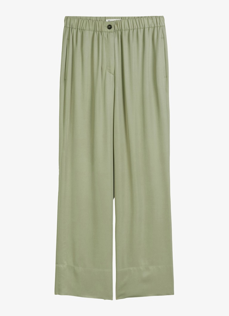 Marc O'Polo Dames High waist straight fit pantalon met steekzakken in de kleur Groen