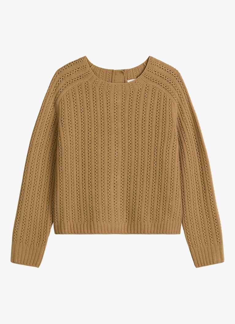 Marc O'Polo Dames Kabelgebreide pullover met sierknopen in de kleur Zand