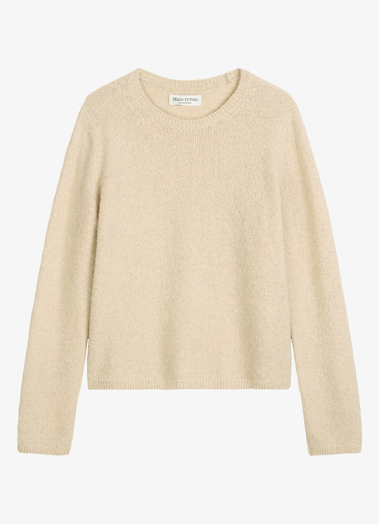 Marc O'Polo Dames Fijngebreide pullover in lama wolblend in de kleur Beige