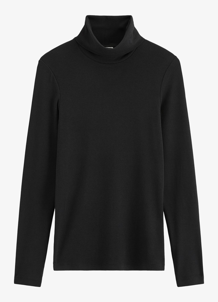 Marc O'Polo Dames Fijngebreide trui met col in de kleur Zwart