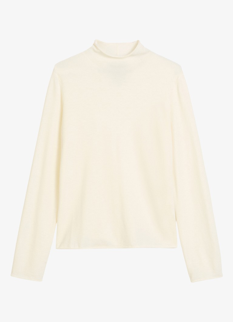 Marc O'Polo Dames Fijngebreide trui met opstaande kraag in de kleur Creme