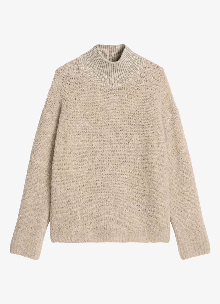 Marc O'Polo Dames Grofgebreide trui in wolblend in de kleur Beige