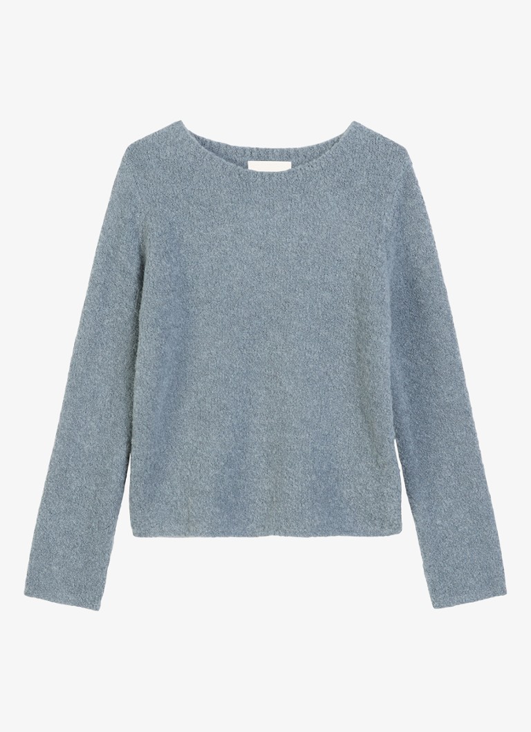 Marc O'Polo Dames Grofgebreide trui in wolblend in de kleur Staalblauw