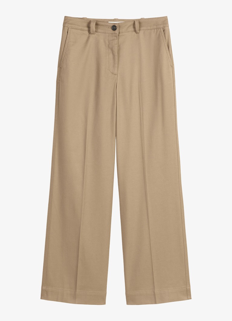 Marc O'Polo Dames High waist wide fit pantalon met steekzakken in de kleur Beige