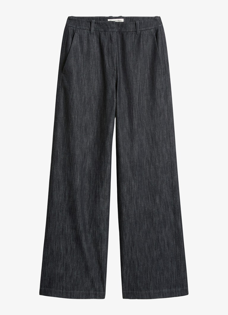 Marc O'Polo Dames Mid waist wide fit pantalon van denim in de kleur Zwart
