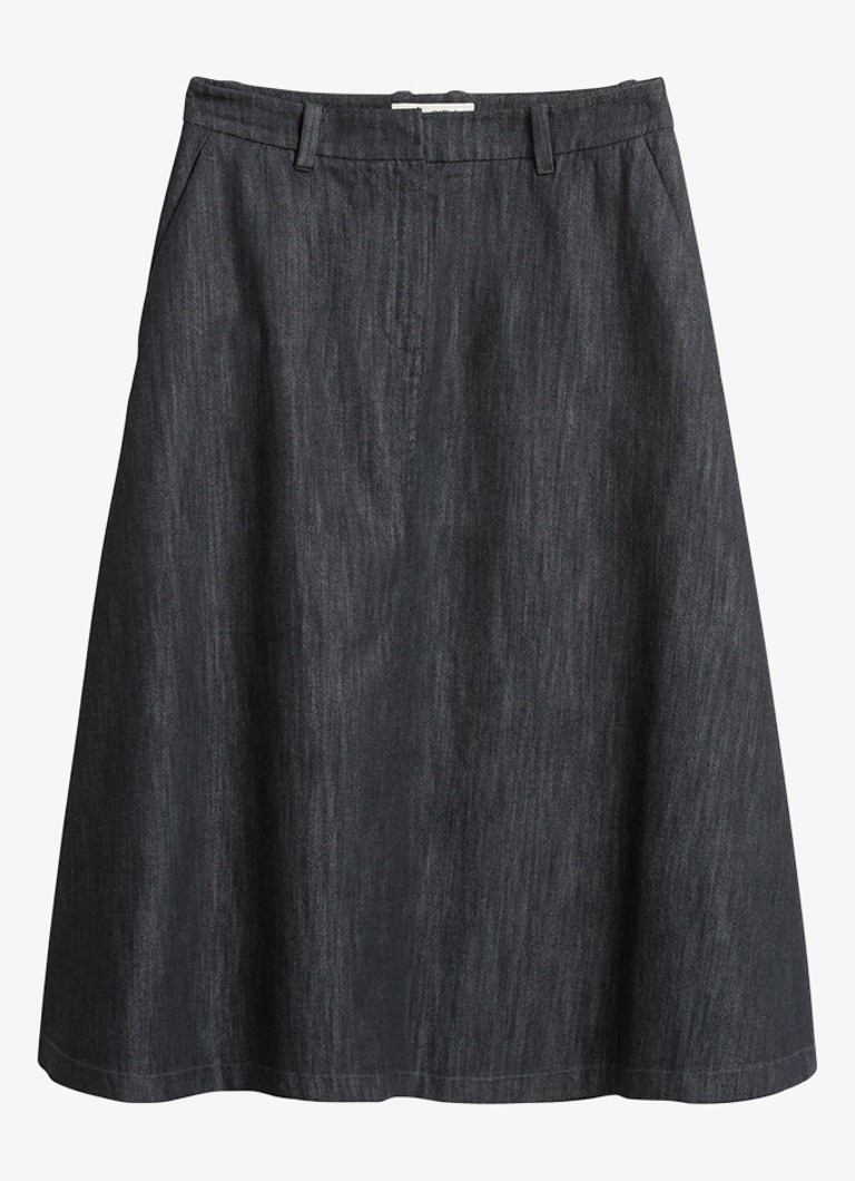 Marc O'Polo Dames Midi rok van katoen in de kleur Zwart