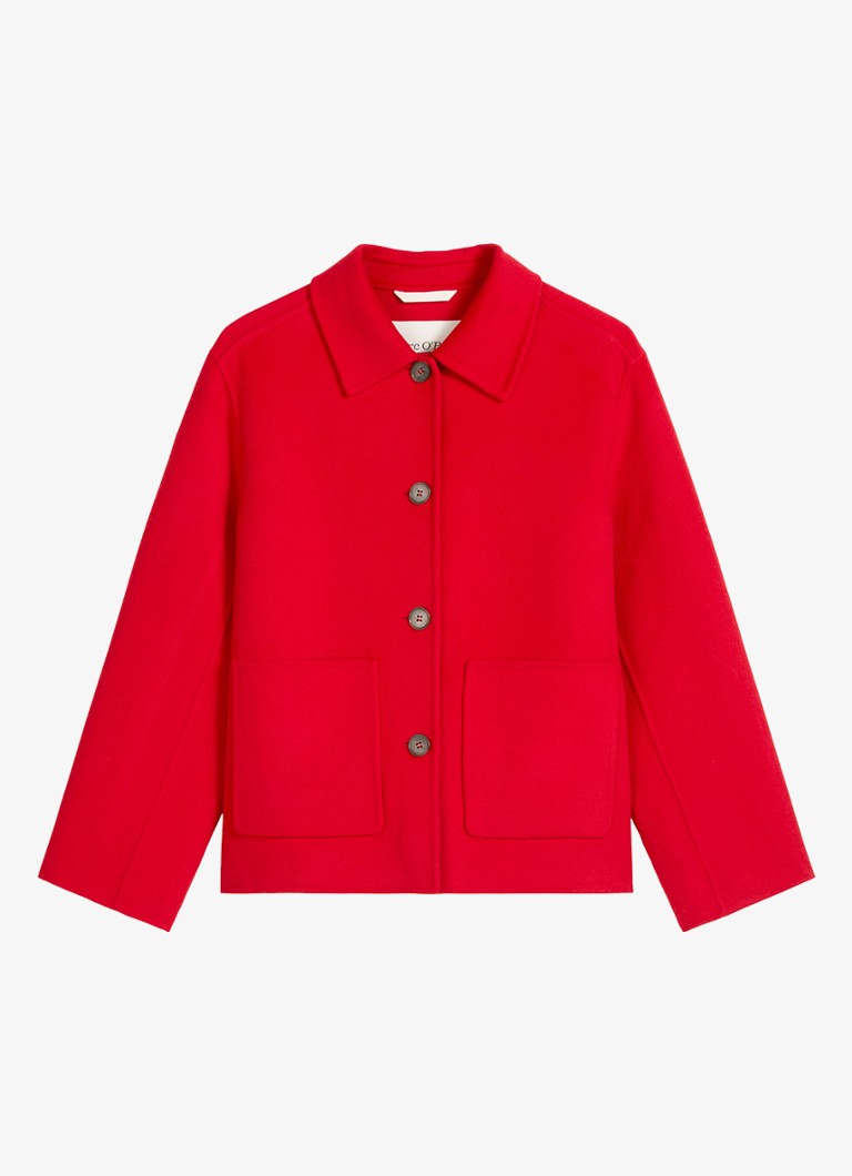 Marc O'Polo Dames Mantel in wolblend in de kleur Koraalrood
