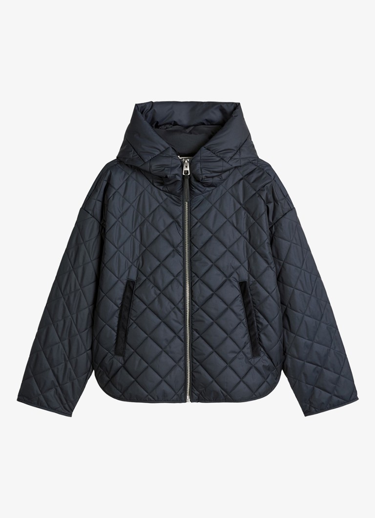 Marc O'Polo Dames Gewatteerde jas met ruitdessin in de kleur Donkerblauw