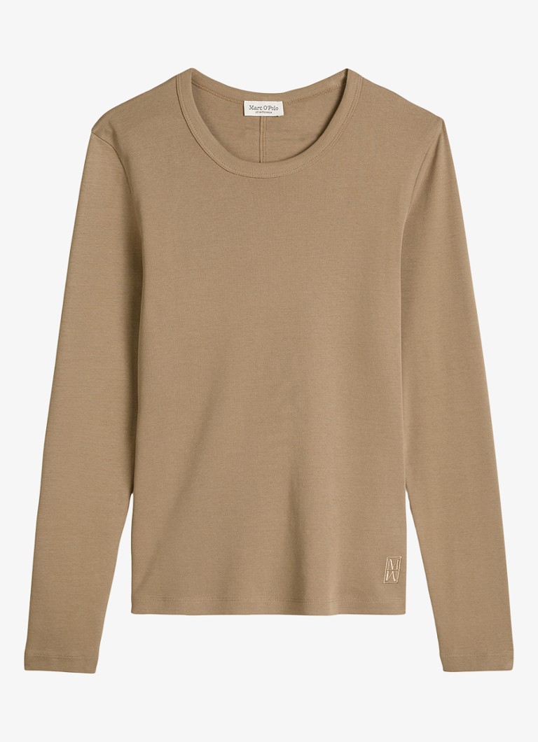 Marc O'Polo Dames Longsleeve van katoen in de kleur Bruin