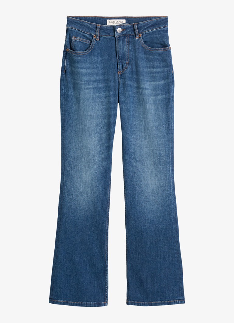Marc O'Polo Dames Mid waist flared jeans met medium wassing in de kleur Denim
