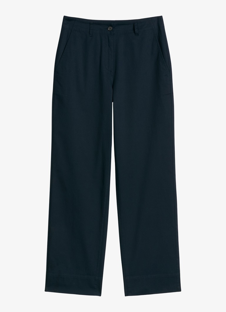 Marc O'Polo Dames High waist straight fit pantalon met steekzakken in de kleur Donkerblauw