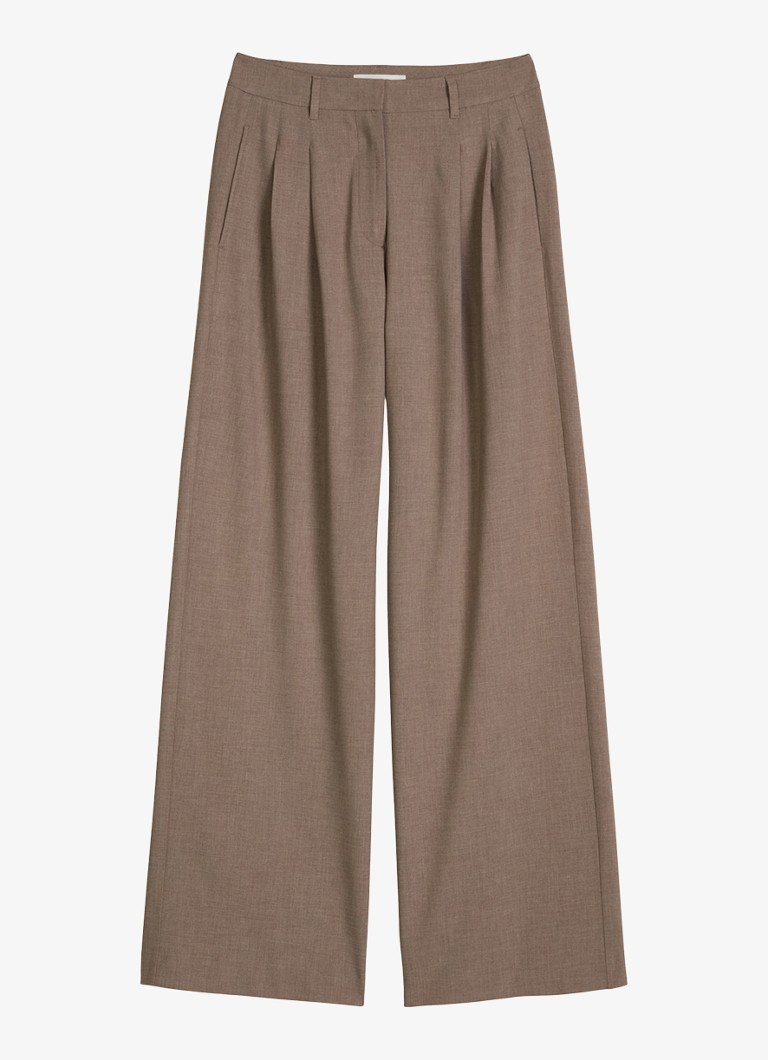 Marc O'Polo Dames High waist wide fit pantalon met steekzakken in de kleur Lichtbruin