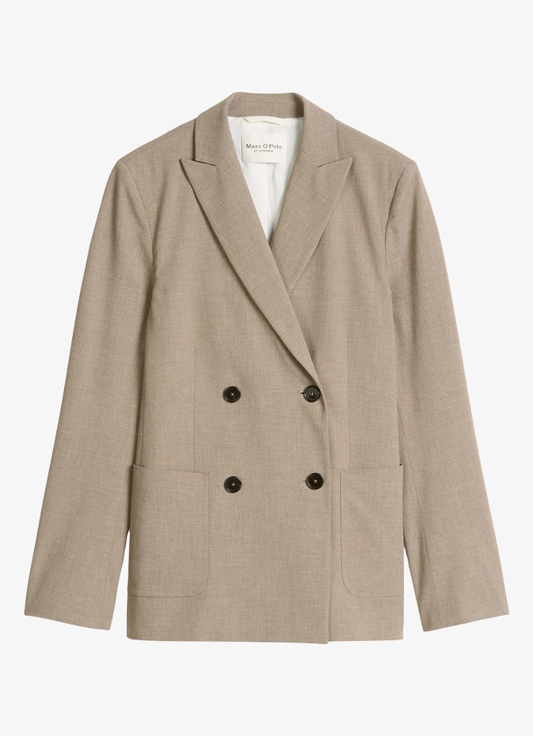 Marc O'Polo Dames Double-breasted blazer in wolblend met opgestikte zakken in de kleur Bruin