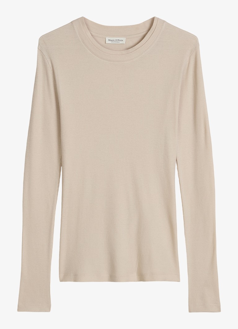Marc O'Polo Dames Longsleeve met ribstructuur in de kleur Beige