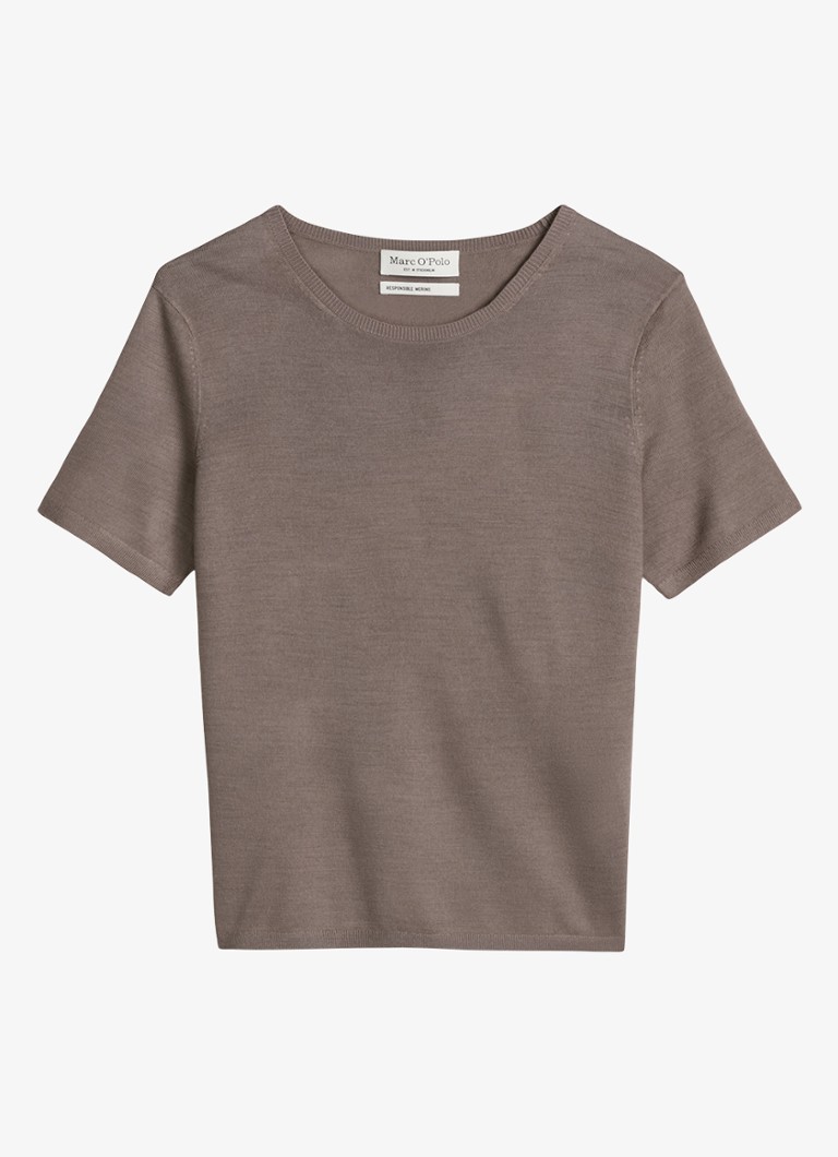 Marc O'Polo Dames T-shirt met ronde hals in de kleur Bruin