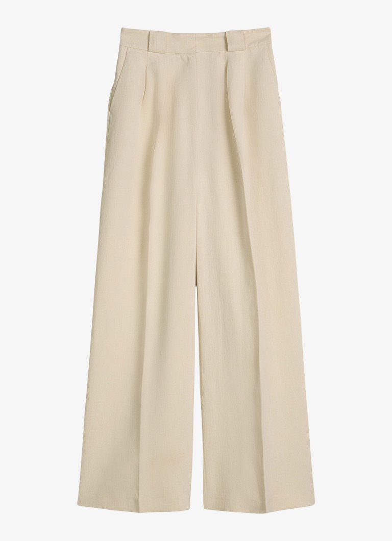 Marc O'Polo Dames Loose fit pantalon in linnenblend in de kleur Beige