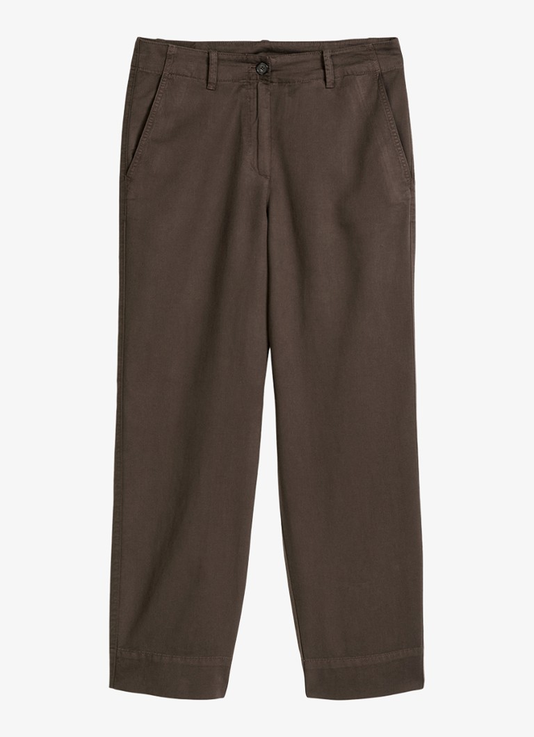 Marc O'Polo Dames Loose fit broek met steekzakken in de kleur Donkerbruin