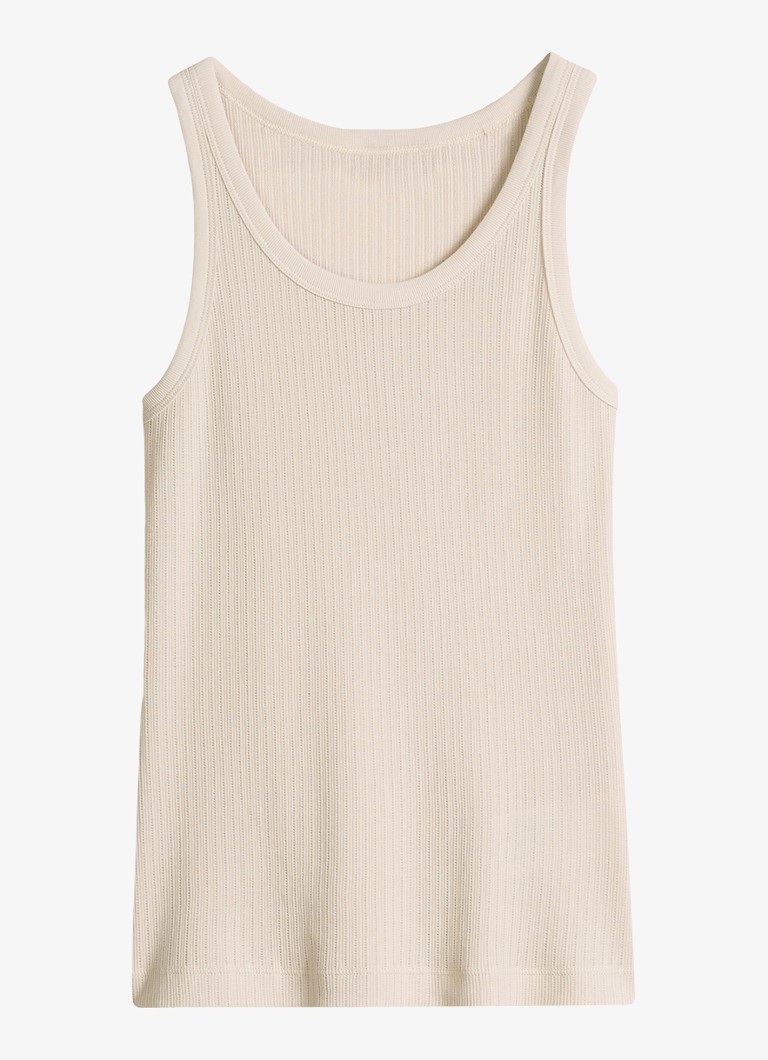 Marc O'Polo Dames Ribgebreide tanktop met ronde hals in de kleur Beige