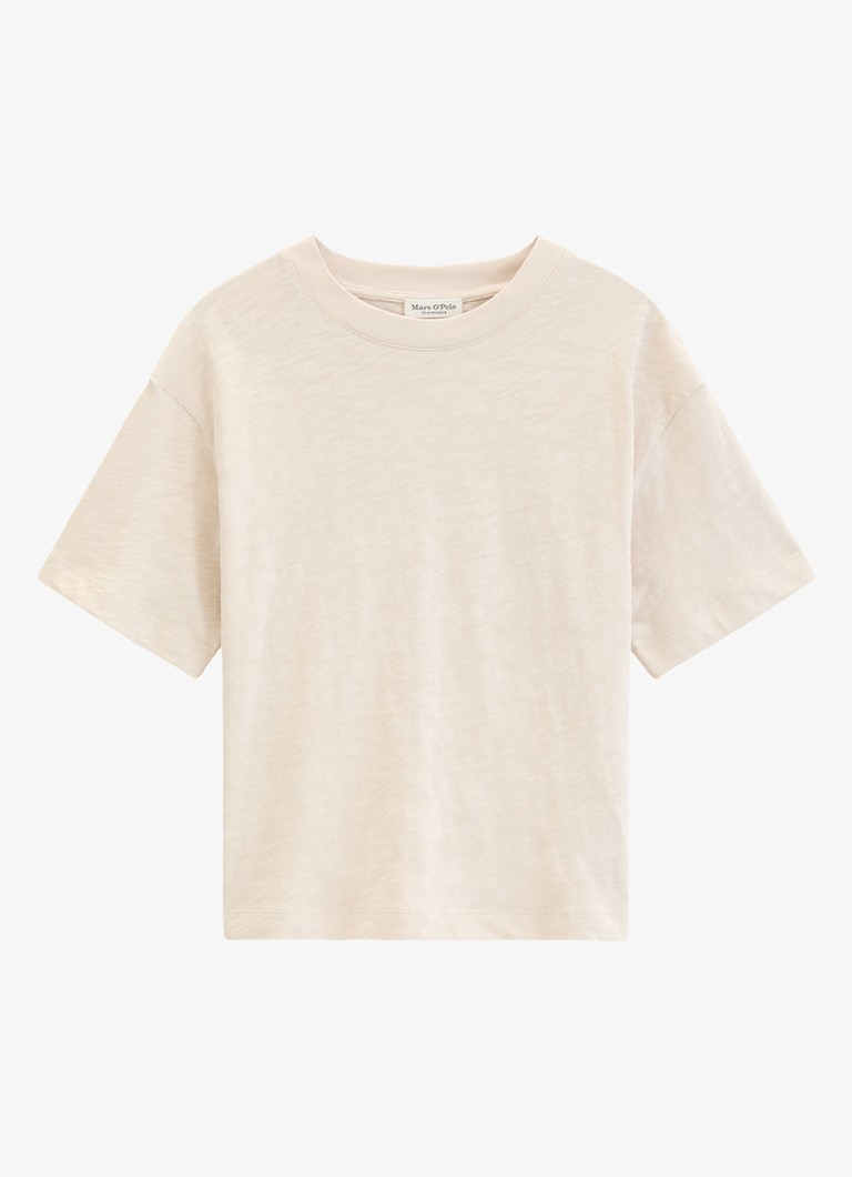 Marc O'Polo Dames T-shirt met ronde hals in de kleur Beige
