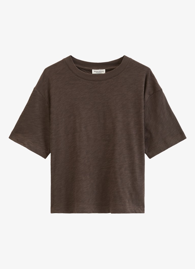Marc O'Polo Dames T-shirt met ronde hals in de kleur Donkerbruin