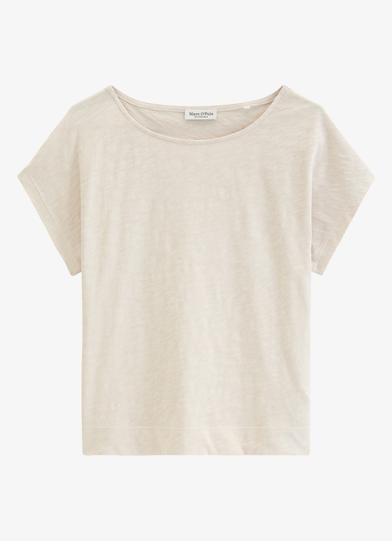 Marc O'Polo Dames T-shirt met ronde hals in de kleur Beige
