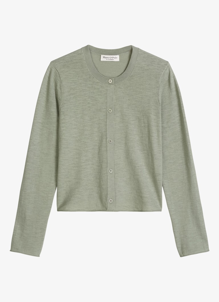 Marc O'Polo Dames Fijngebreid vest in katoenblend in de kleur Lindegroen