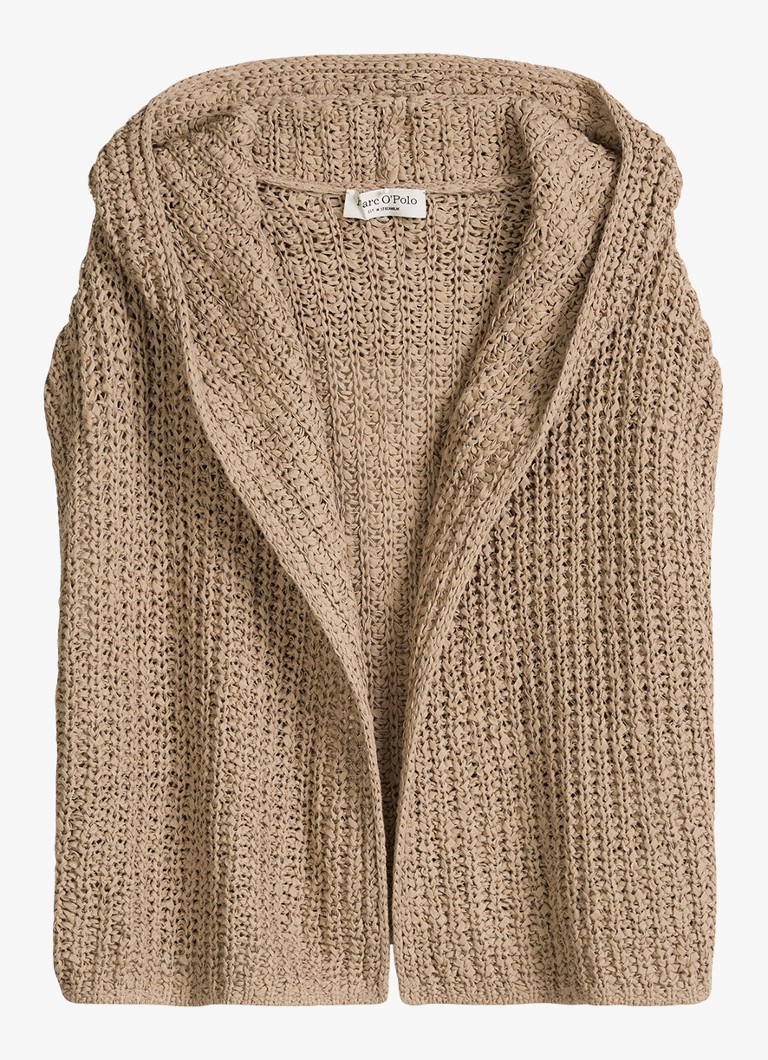 Marc O'Polo Dames Grofgebreid vest met capuchon in de kleur Sandpaper-2326 / Beige