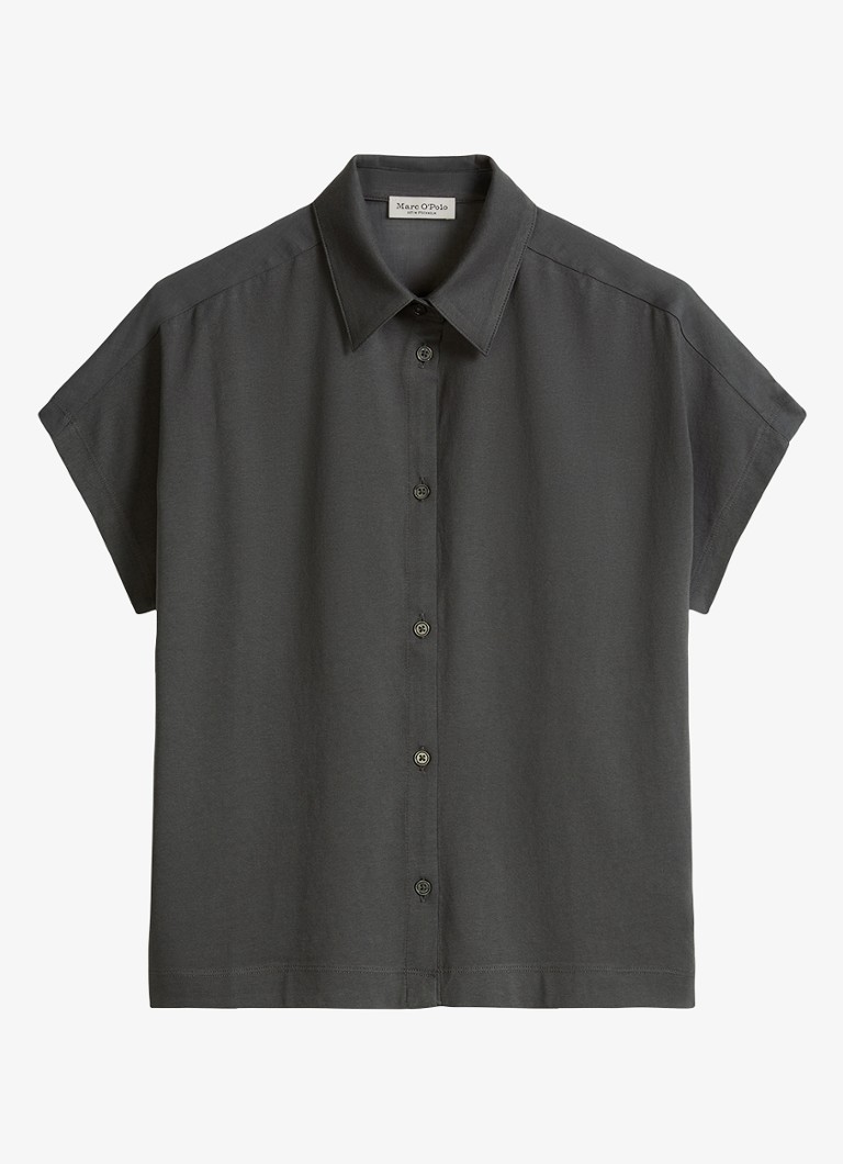Marc O'Polo Dames Blouse met kraag in de kleur Oxide Grey-0364 / Grijs